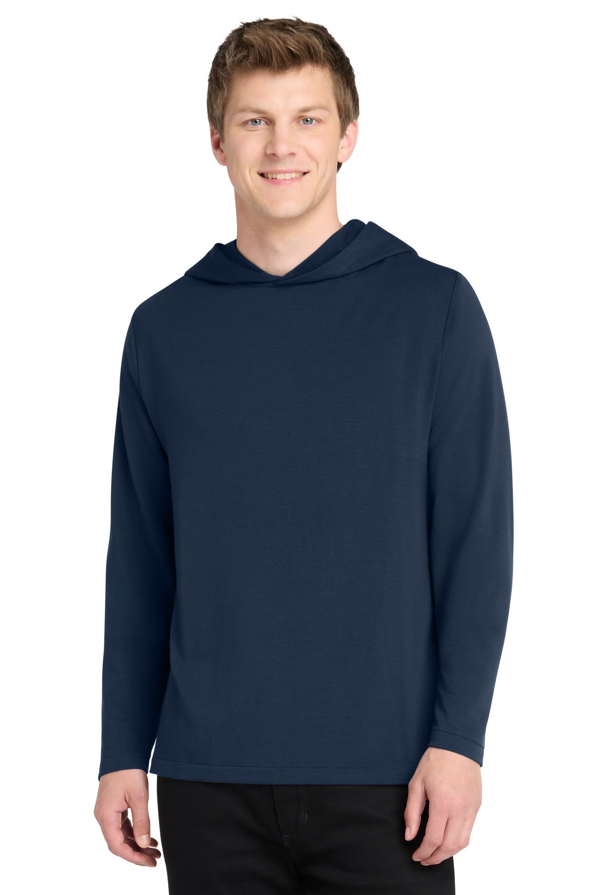 Front View of RiverBlNv Port Authority Microterry Pullover Hoodie K826 plain