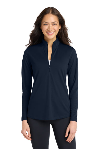 Front View of RiverBlNv Port Authority Women's Dry Zone UV Micro-Mesh 1/4-Zip LK112 plain