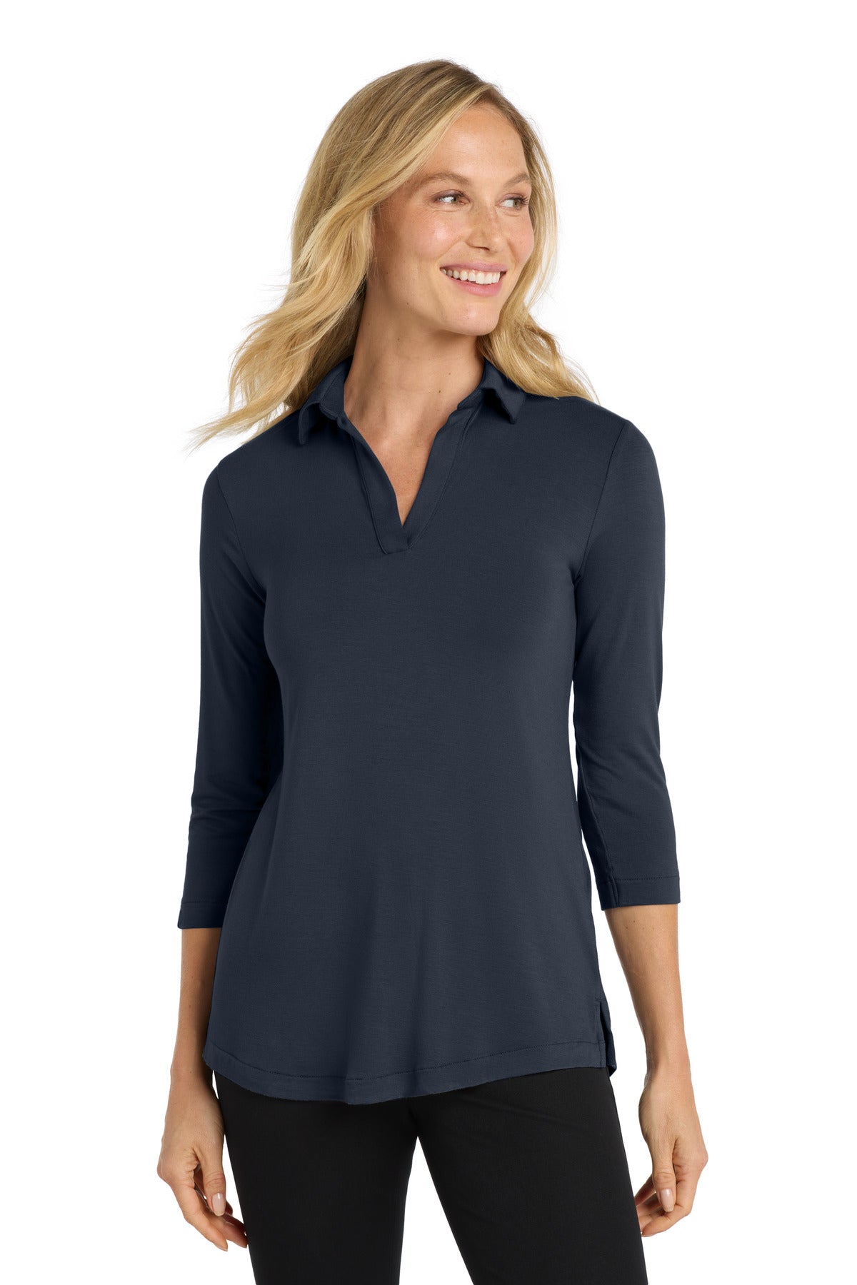 Front View of RiverBlNv Port Authority Women's Luxe Knit Tunic. LK5601 plain