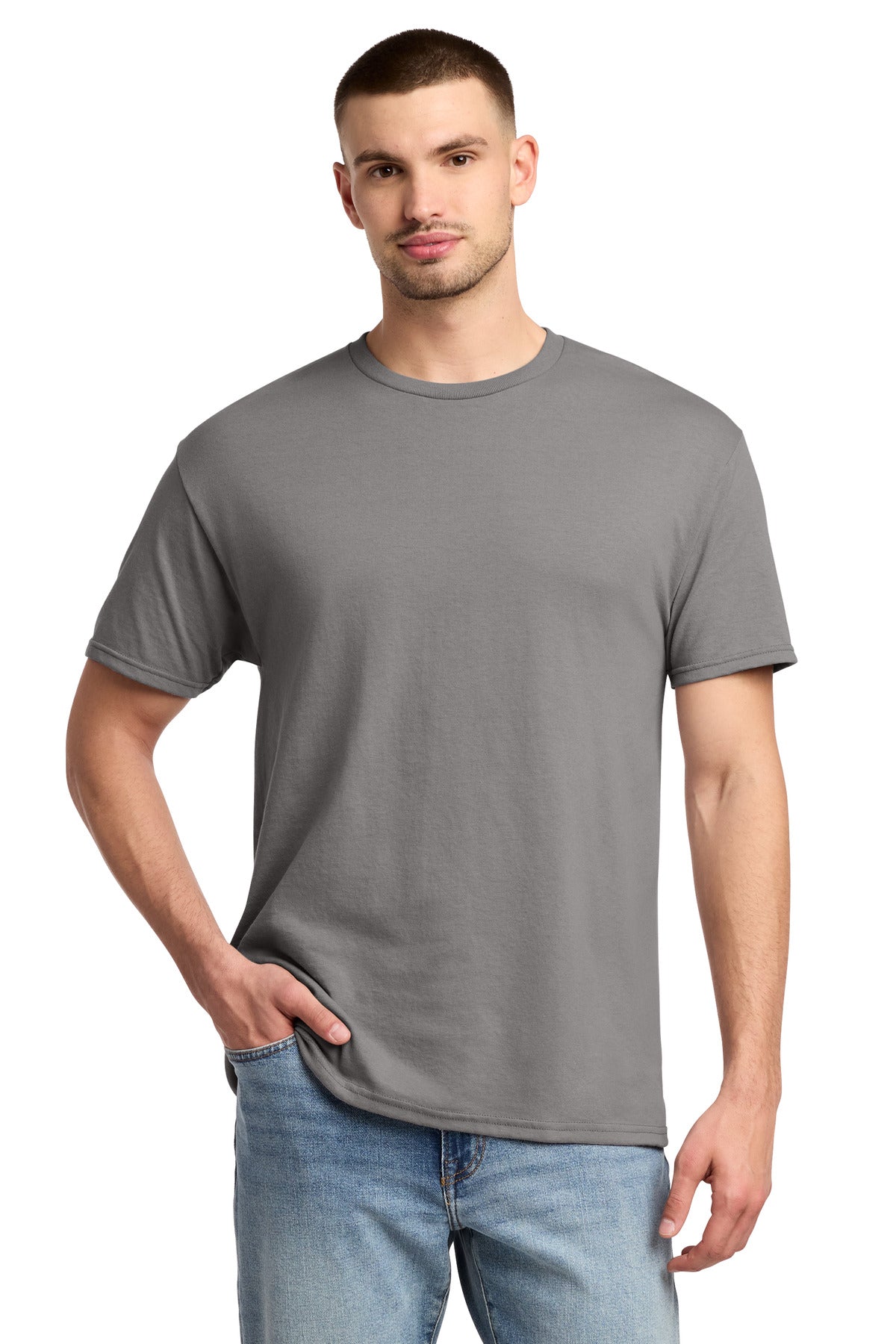 Front View of Rock Jerzees - Dri-Power 50/50 Cotton/Poly T-Shirt. 29M plain