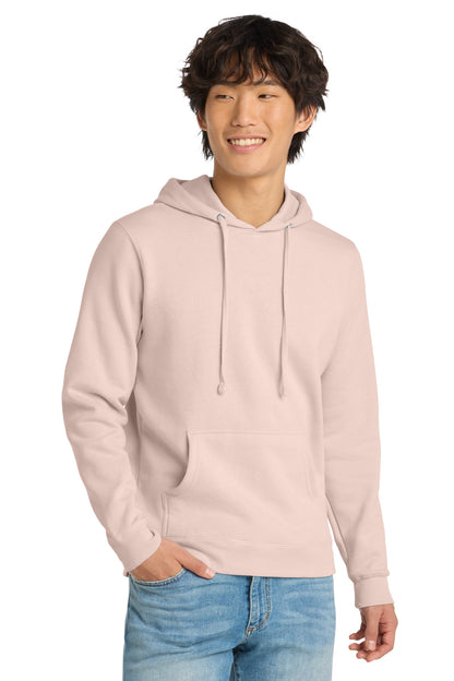 Front View of Rosewater Pink District V.I.T. Fleece Hoodie DT6100 plain