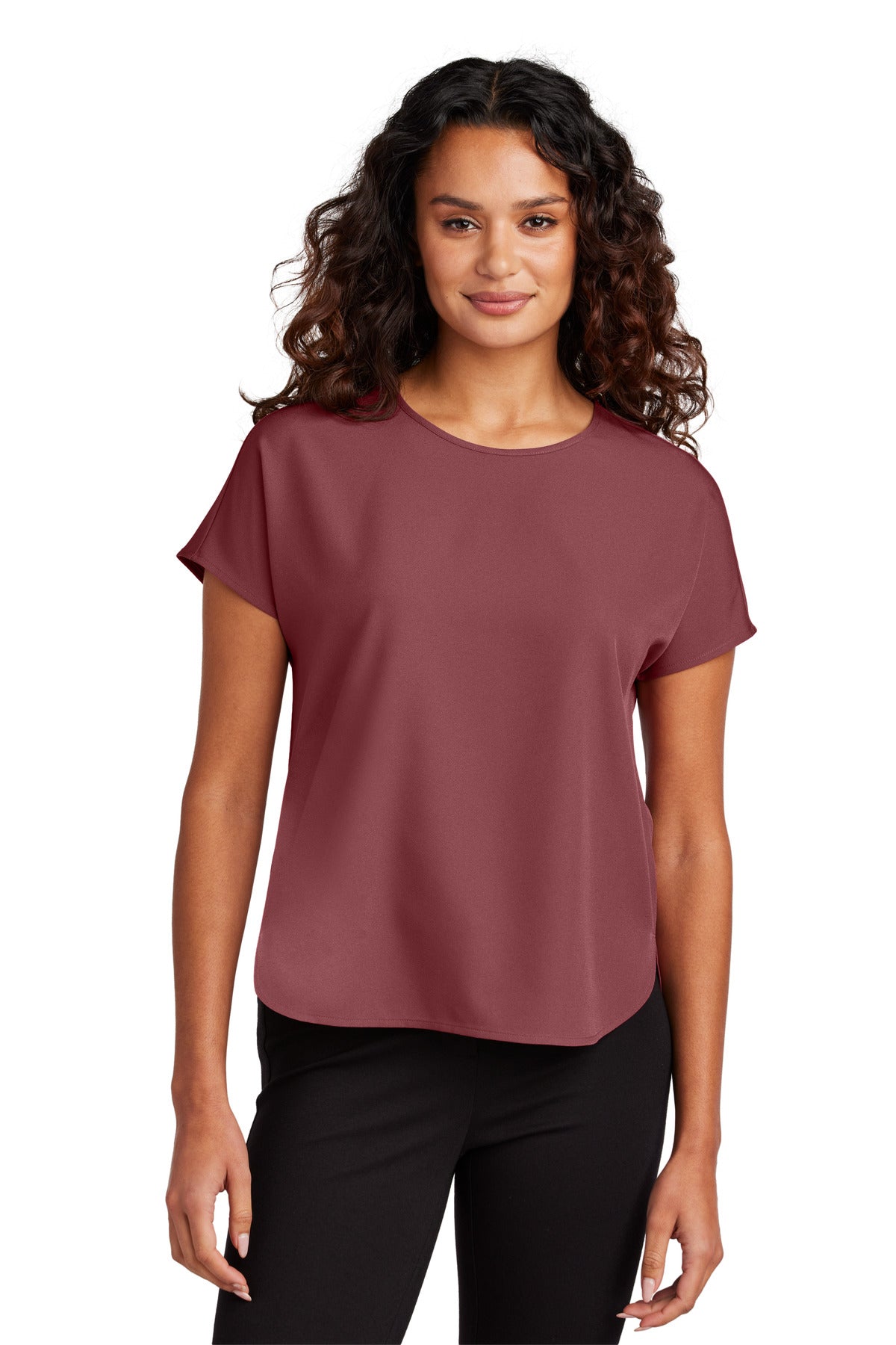Front View of Rosewood Mercer+Mettle Women's Stretch Crepe Crew MM2015 plain