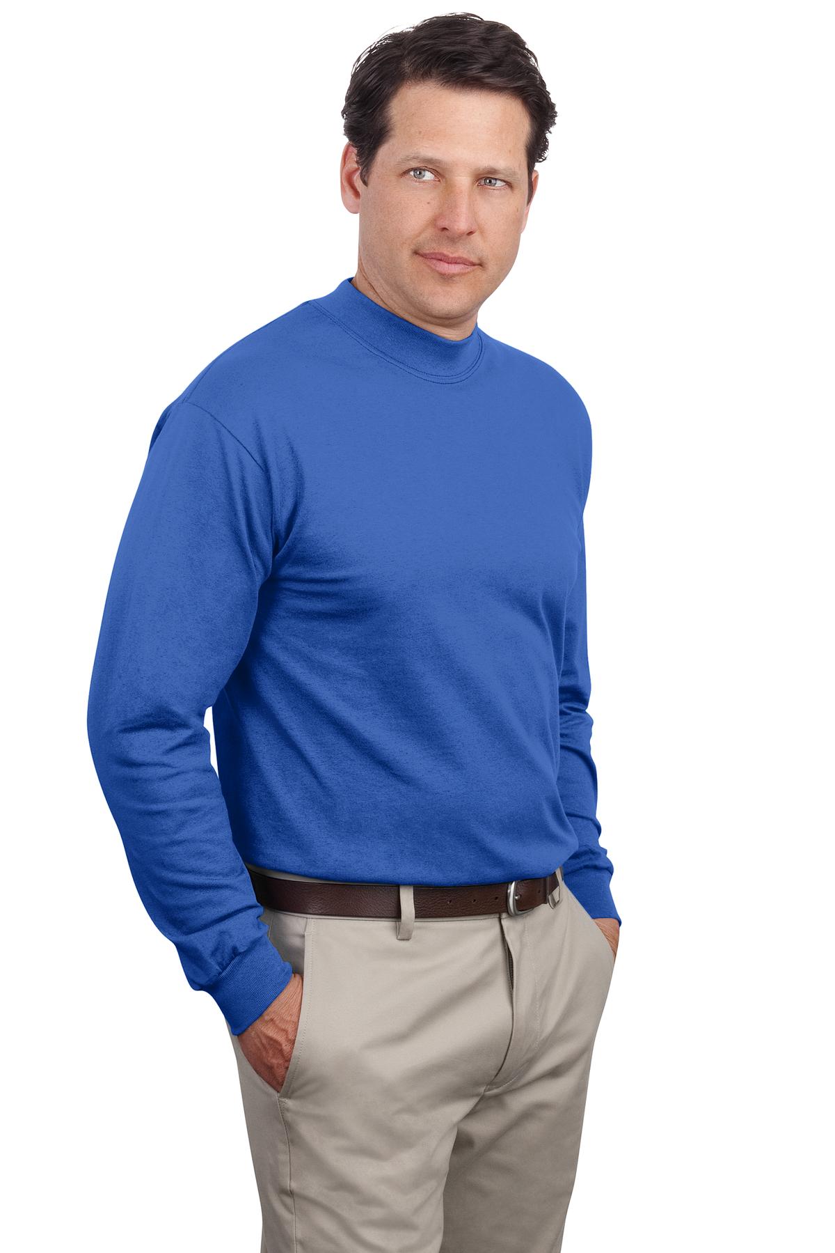 Front View of Royal Blue Port & Co Essential Mock Turtleneck. PC61M plain