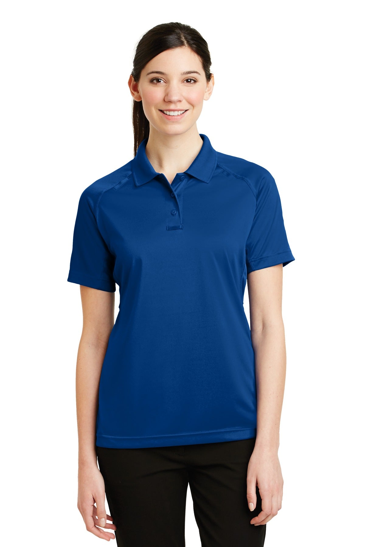 Front View of Royal CornerStone Women's Select Snag-Proof Tactical Polo. CS411 plain
