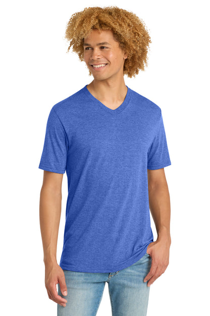 Front View of Royal Frost District Perfect Tri V-Neck Tee. DT1350 plain