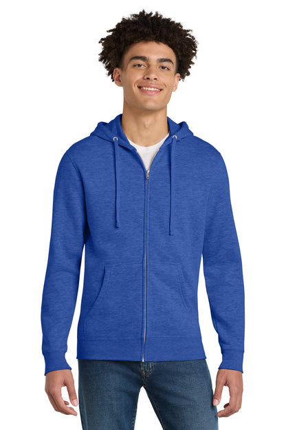 Front View of Royal Frost District V.I.T. Fleece Full-Zip Hoodie DT6102 plain
