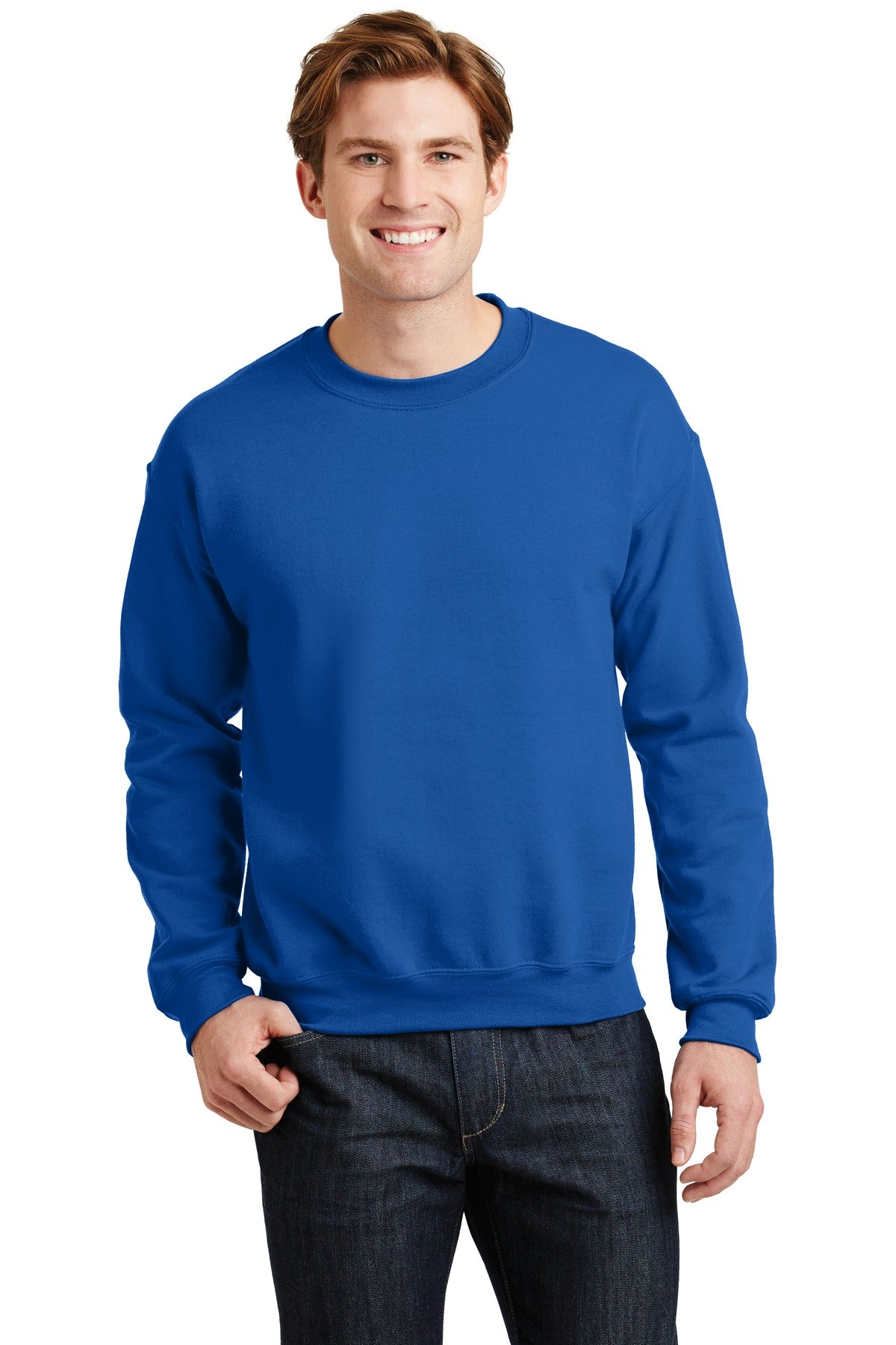 Front View of Royal Gildan Heavy Blend Crewneck Sweatshirt. 18000 plain
