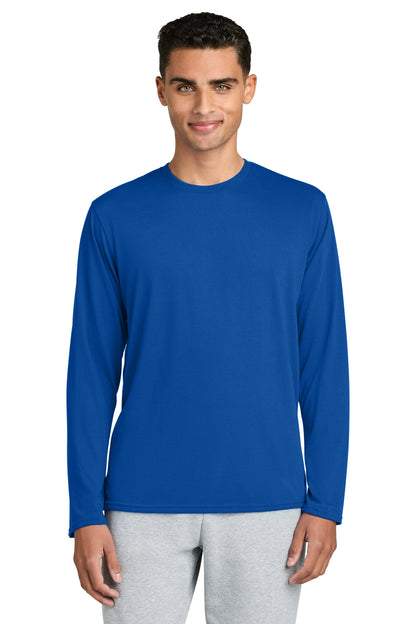 Front View of Royal Gildan Performance Long Sleeve T-Shirt. 42400 plain