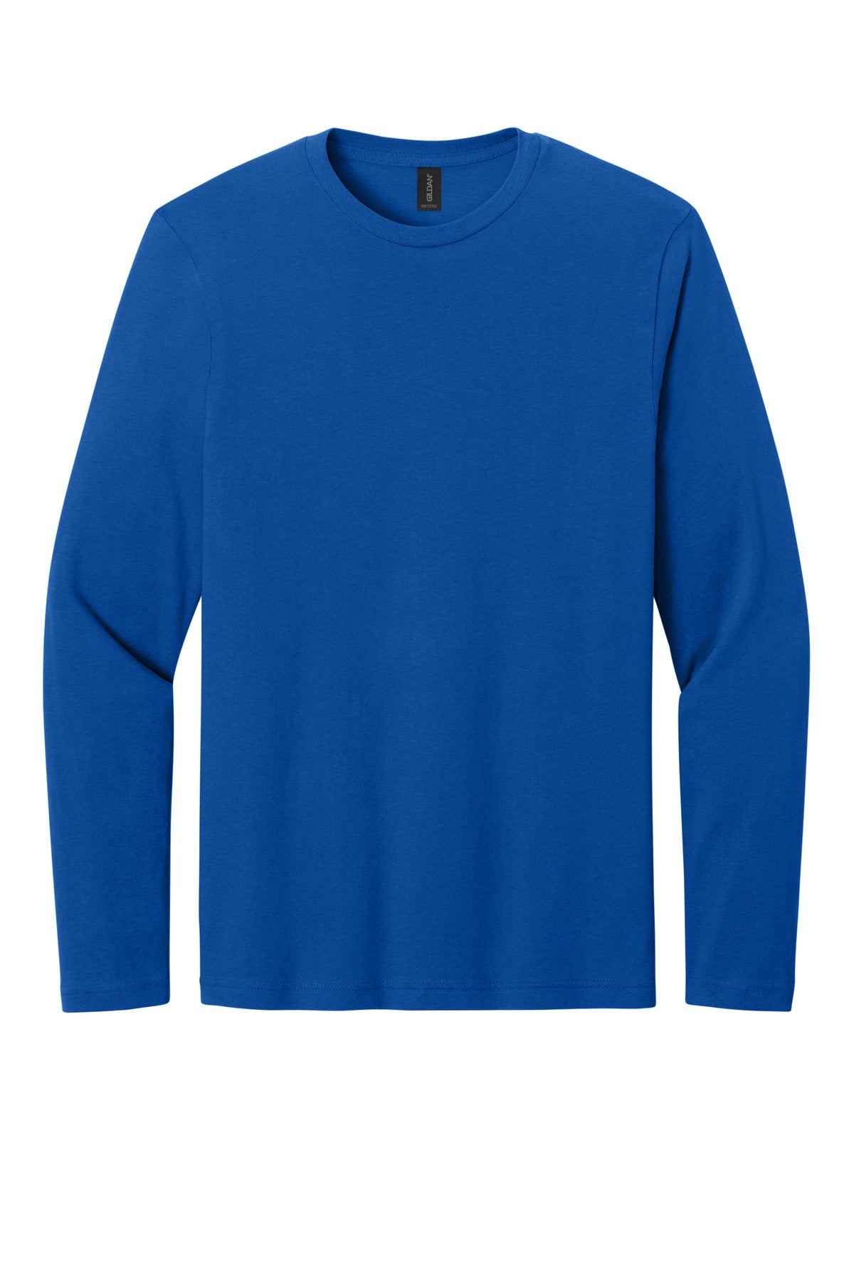 Front View of Royal Gildan Softstyle Long Sleeve T-Shirt. 64400 plain