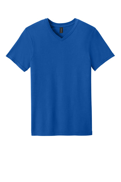 Front View of Royal Gildan Softstyle V-Neck T-Shirt. 64V00 plain