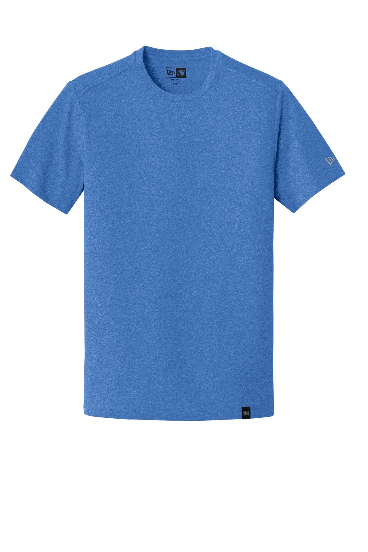 Front View of Royal Heather New Era Heritage Blend Crew Tee. NEA100 plain