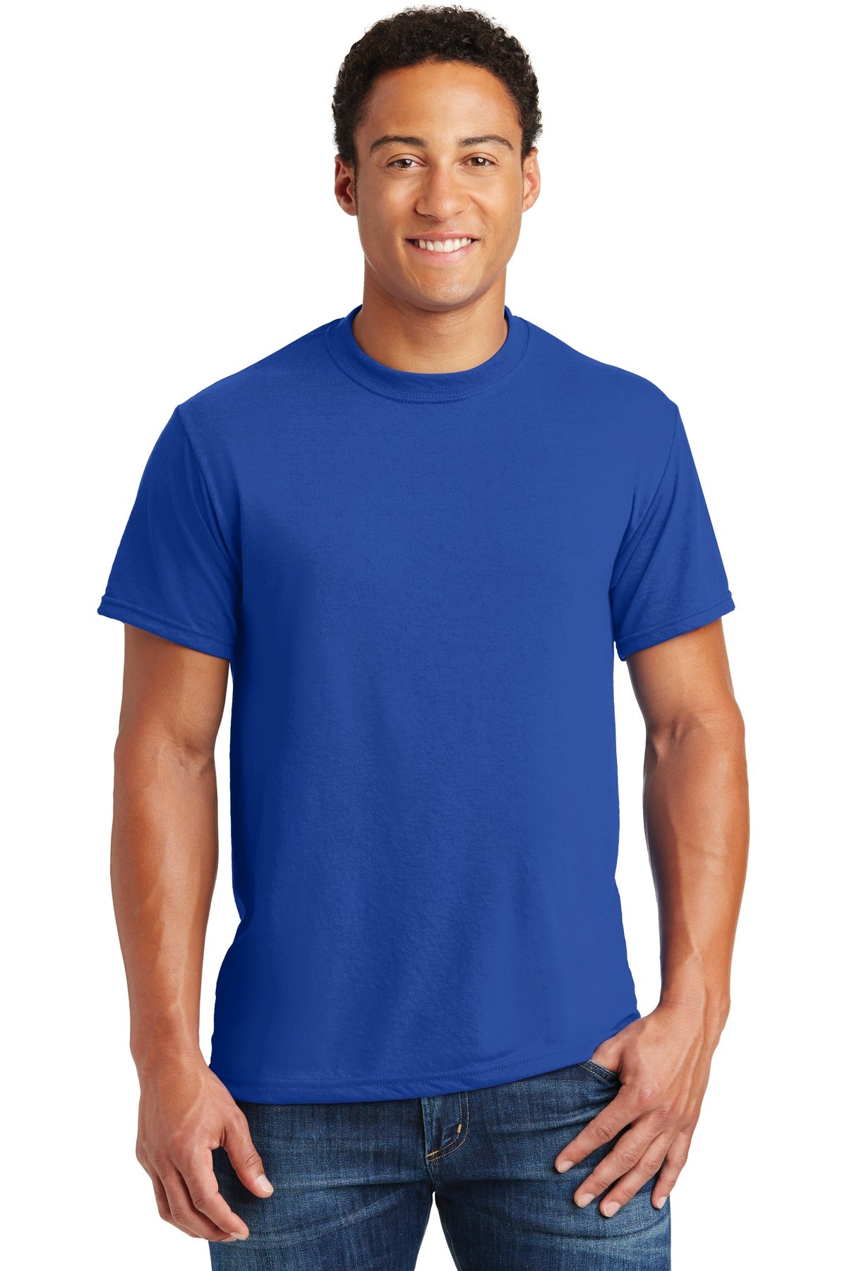 Front View of Royal Jerzees Dri-Power 100% Polyester T-Shirt. 21M plain