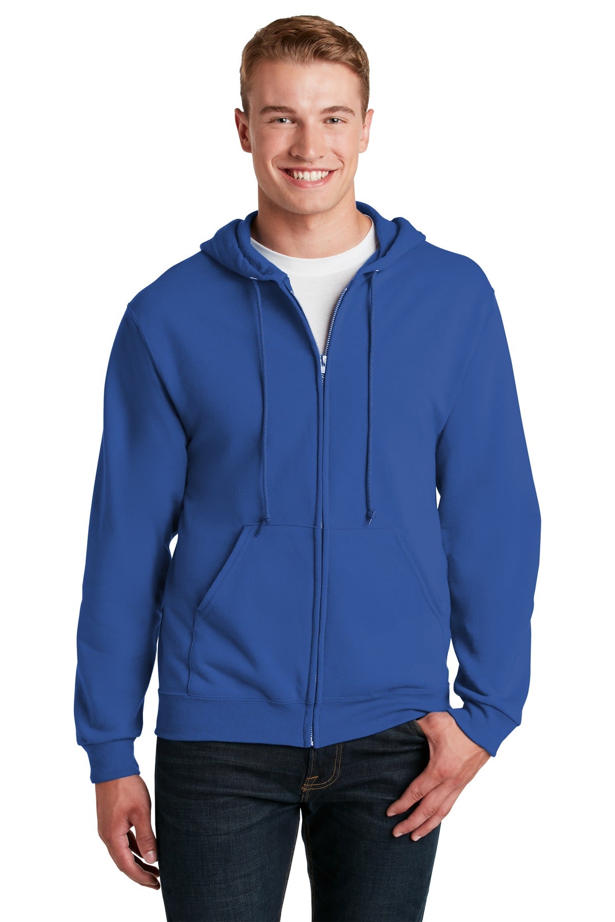 Front View of ROYAL Jerzees - NuBlend Full-Zip Hooded Sweatshirt. 993M plain