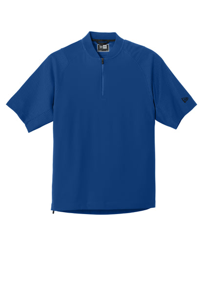 Front View of Royal New Era Cage Short Sleeve 1/4-Zip Jacket. NEA600 plain