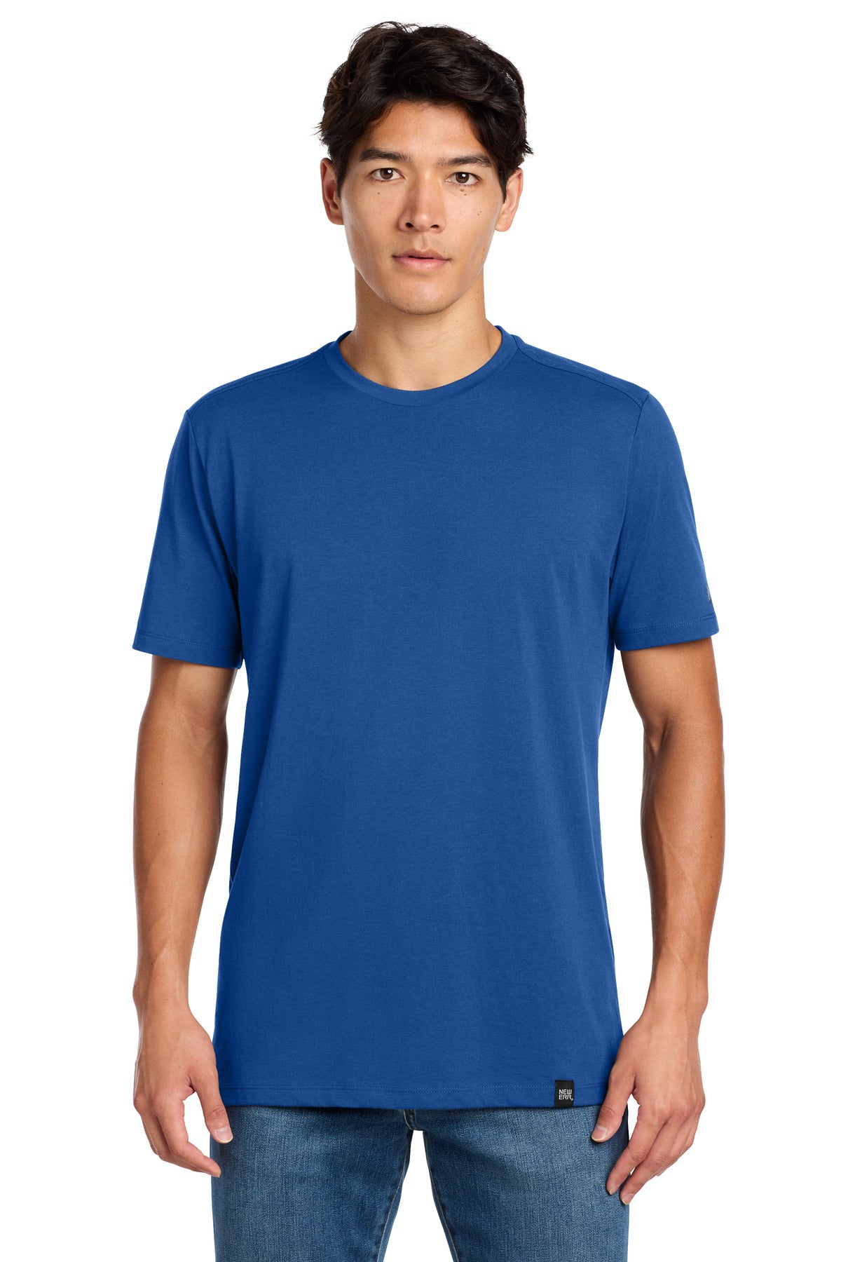 Front View of Royal New Era Heritage Blend Crew Tee. NEA100 plain