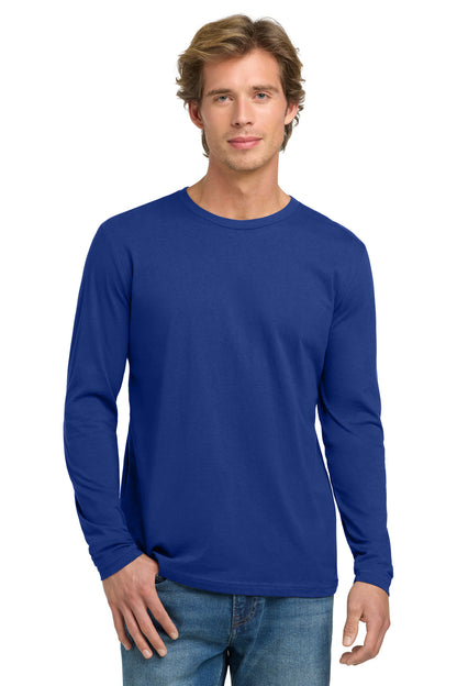 Front View of Royal Next Level Apparel Cotton Long Sleeve Tee. NL3601 plain