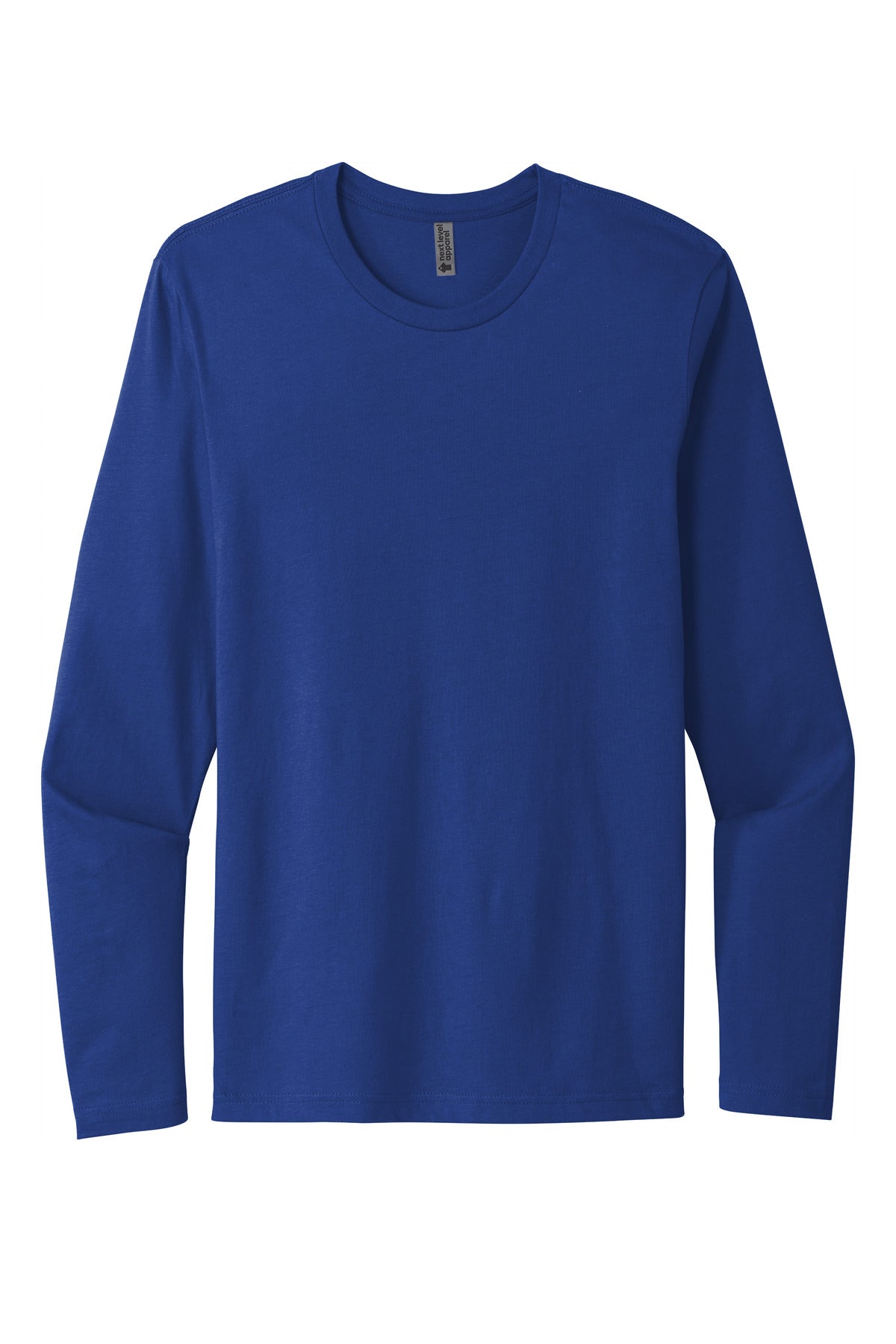 Front View of Royal Next Level Apparel Cotton Long Sleeve Tee. NL3601 plain