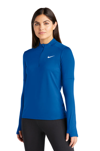 Front View of Royal Nike Women's Dri-FIT Element 1/2-Zip Top NKDH4951 plain