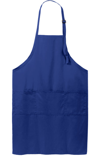 Front View of Royal Port Authority Easy Care Extra Long Bib Apron with Stain Release. A700 plain