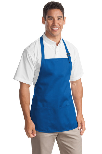 Front View of Royal Port Authority Medium-Length Apron with Pouch Pockets. A510 plain