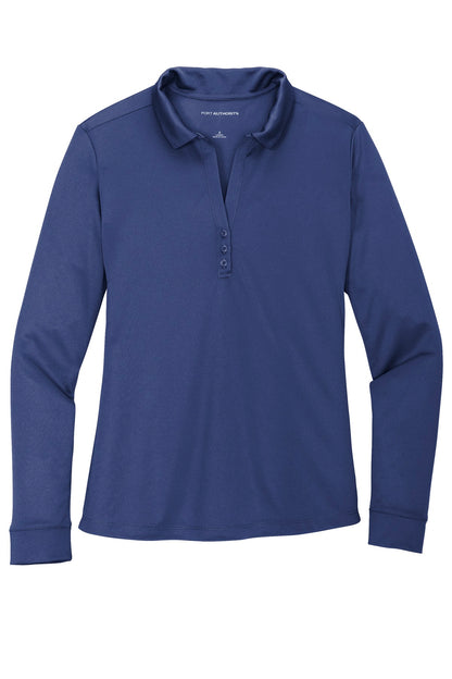 Front View of Royal Port Authority Women's Silk Touch Performance Long Sleeve Polo. L540LS plain
