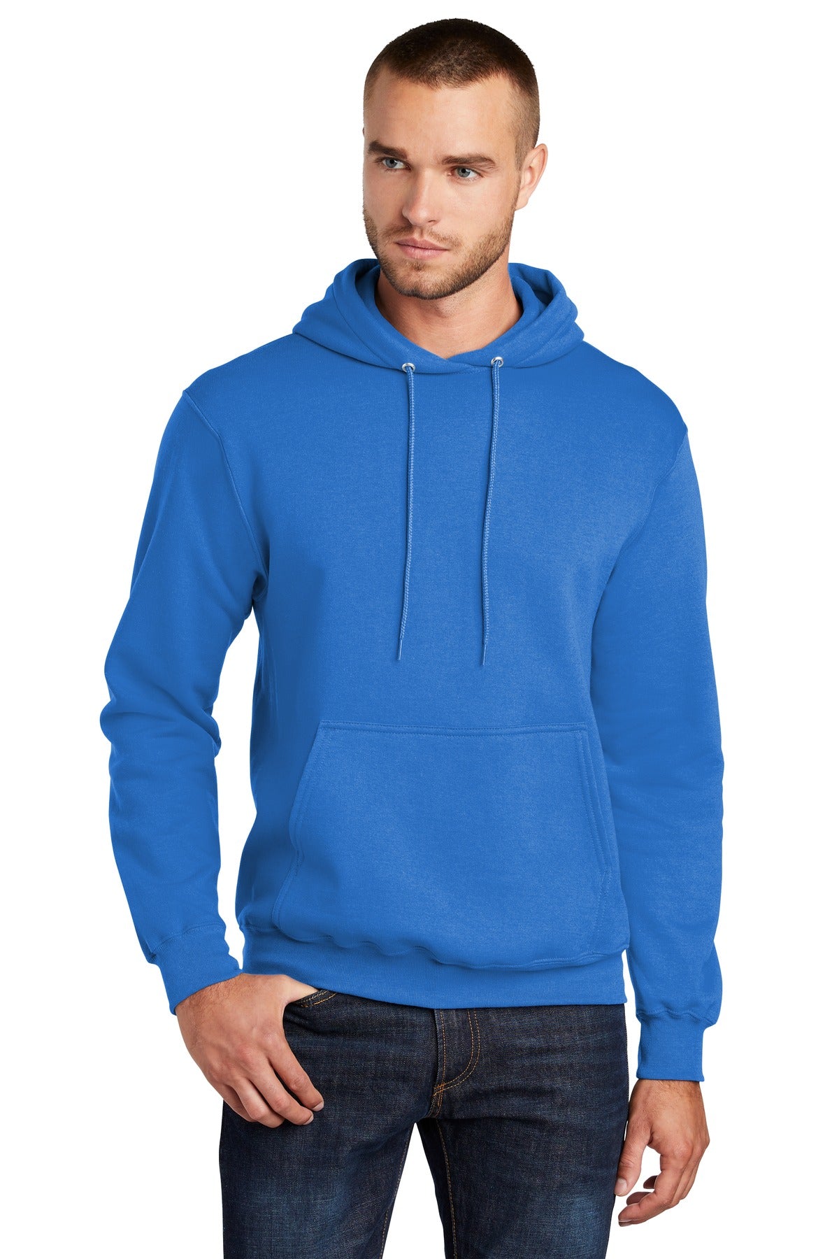Front View of Royal Port & Co Core Fleece Pullover Hooded Sweatshirt. PC78H plain