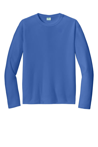 Front View of Royal Port & Co Long Sleeve Performance Tee. PC380LS plain