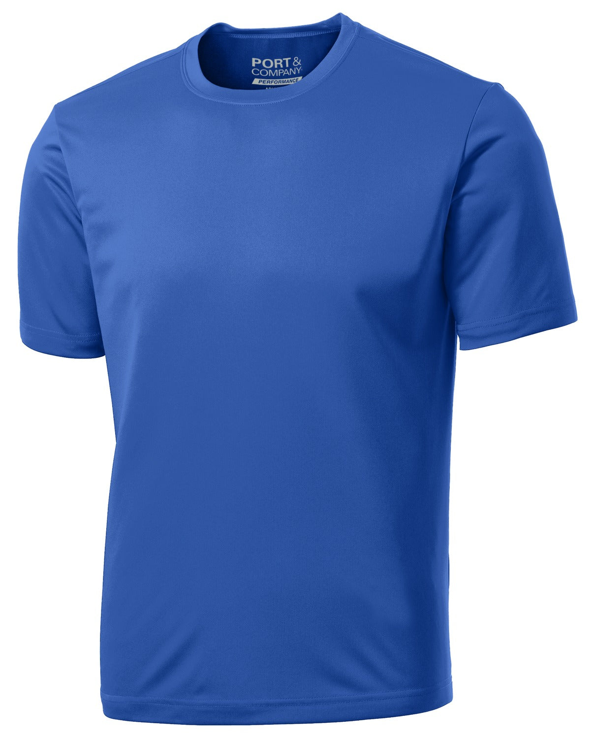 Front View of Royal Port & Co Performance Tee. PC380 plain