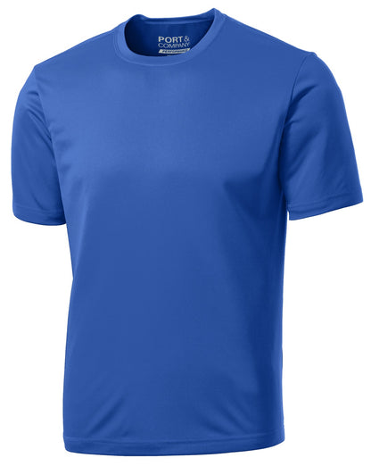 Front View of Royal Port & Co Performance Tee. PC380 plain