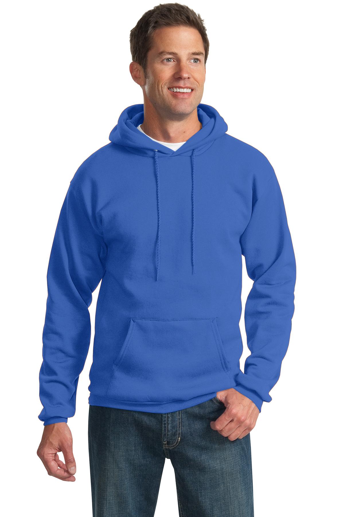 Front View of Royal Port & Co Tall Essential Fleece Pullover Hooded Sweatshirt. PC90HT plain