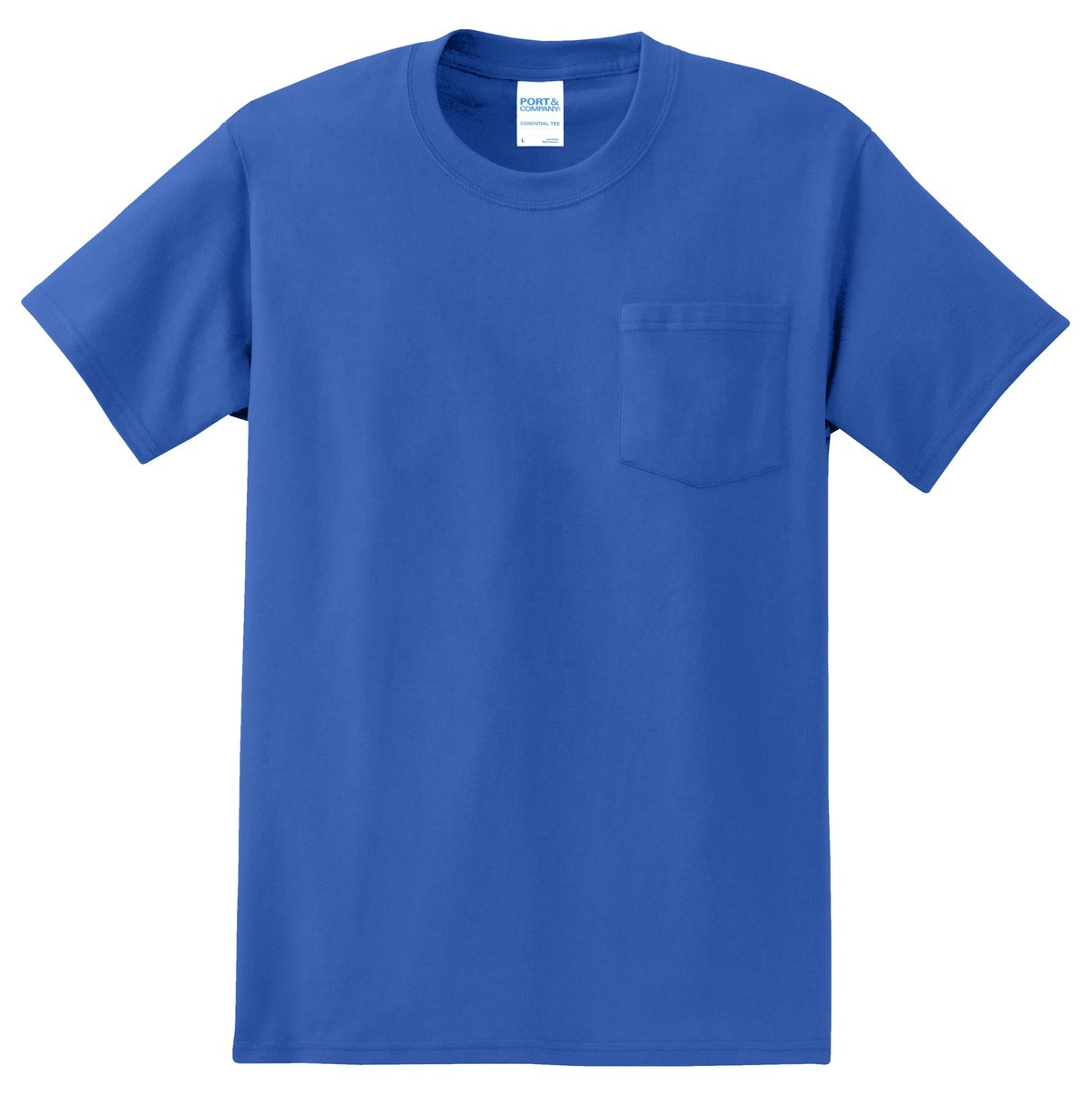 Front View of Royal Port & Co Tall Essential Pocket Tee. PC61PT plain