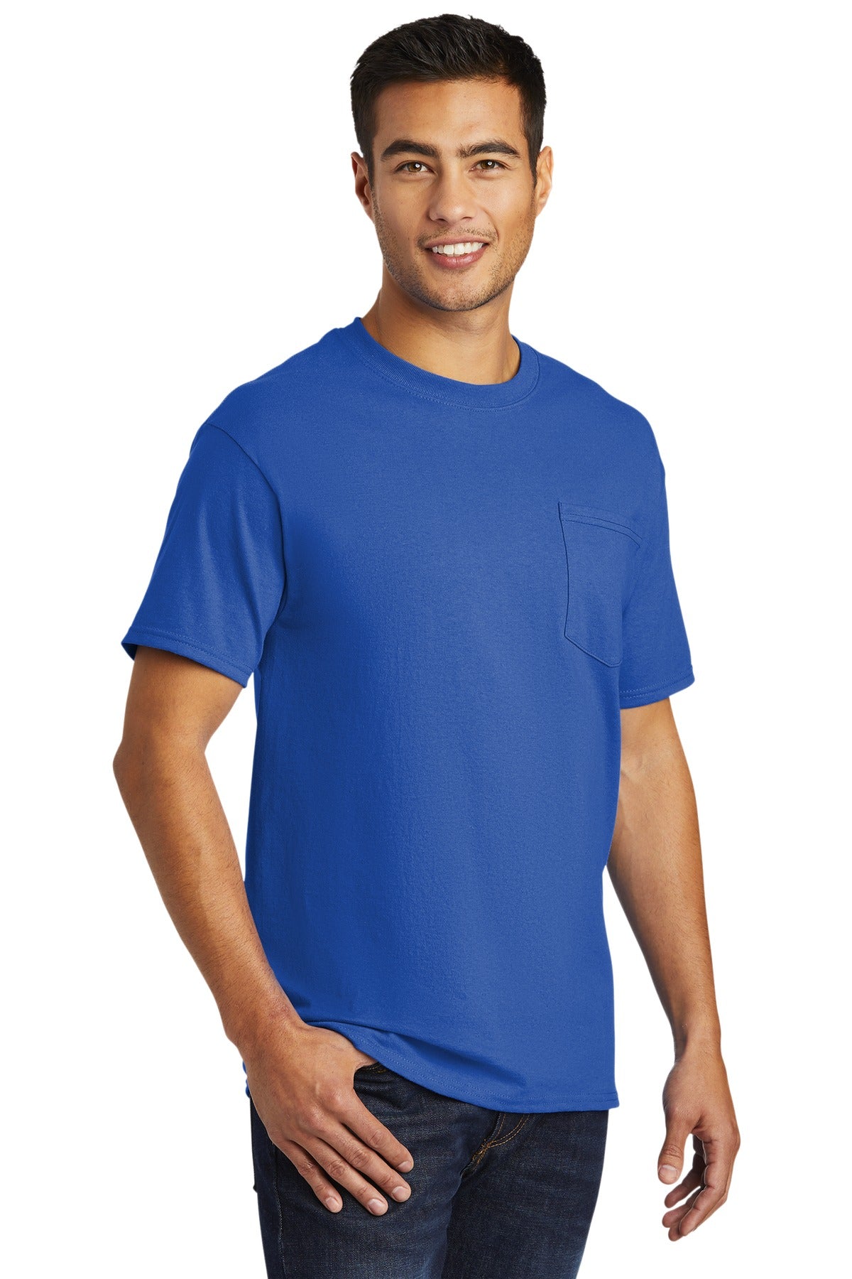 Front View of Royal Port & Co Tall Essential Pocket Tee. PC61PT plain