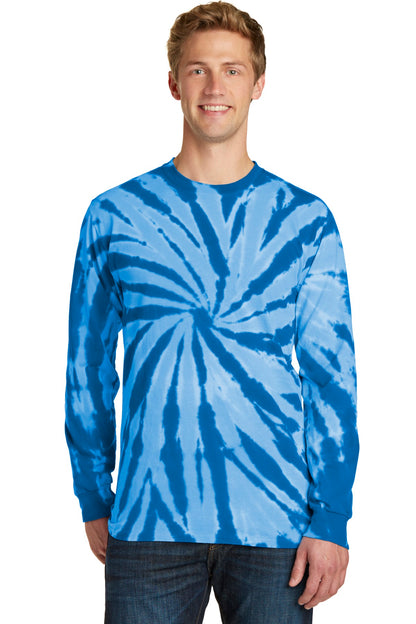Front View of Royal Port & Co Tie-Dye Long Sleeve Tee. PC147LS plain