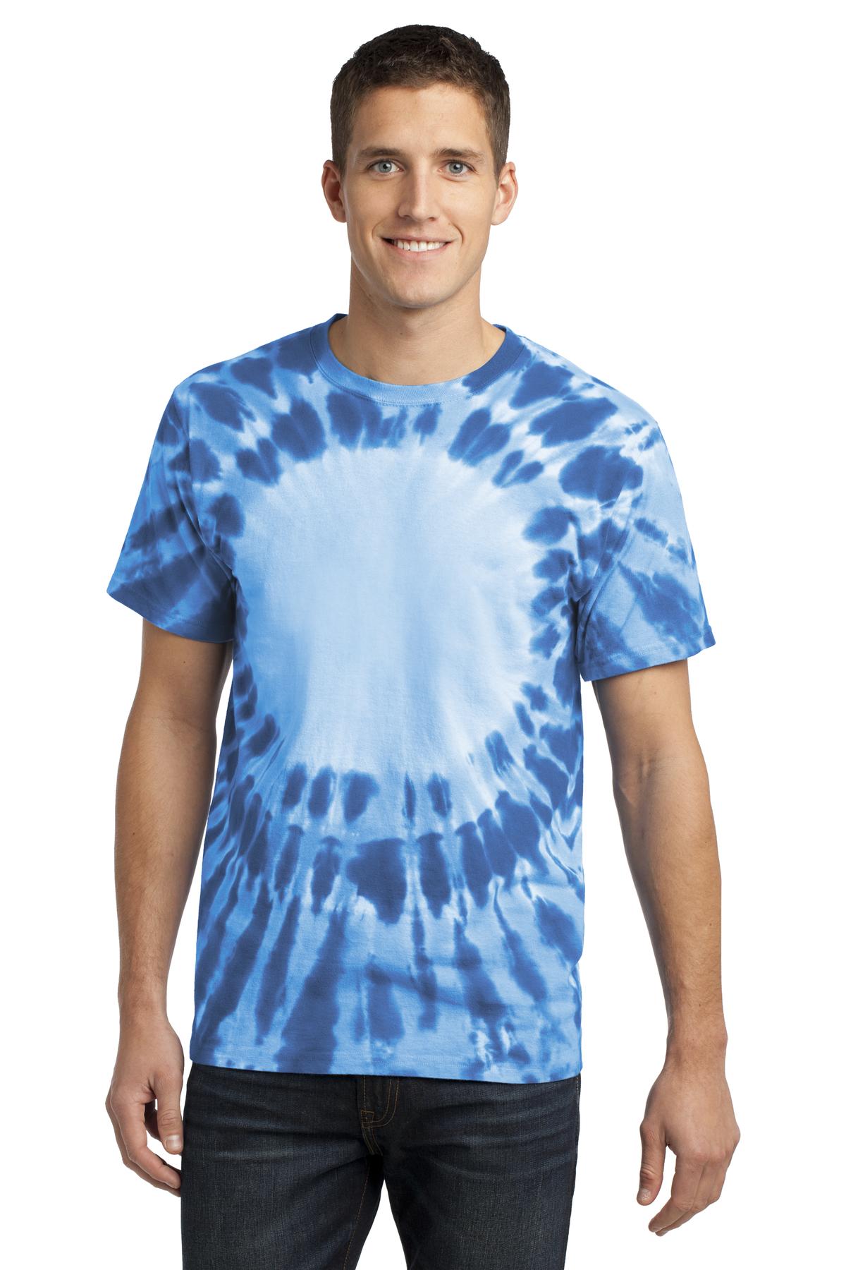 Front View of Royal Port & Co Window Tie-Dye Tee. PC149 plain