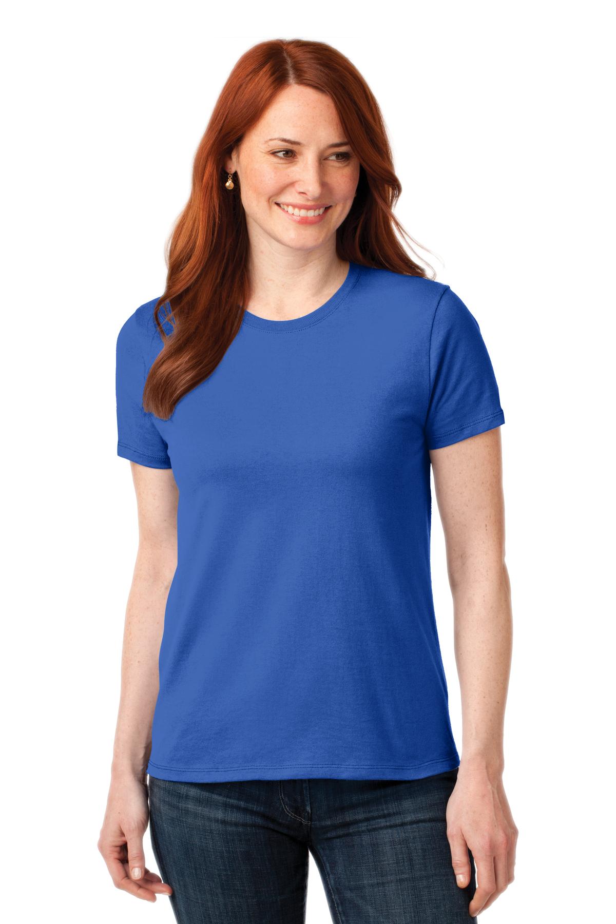 Front View of Royal Port & Co Women's Core Blend Tee. LPC55 plain