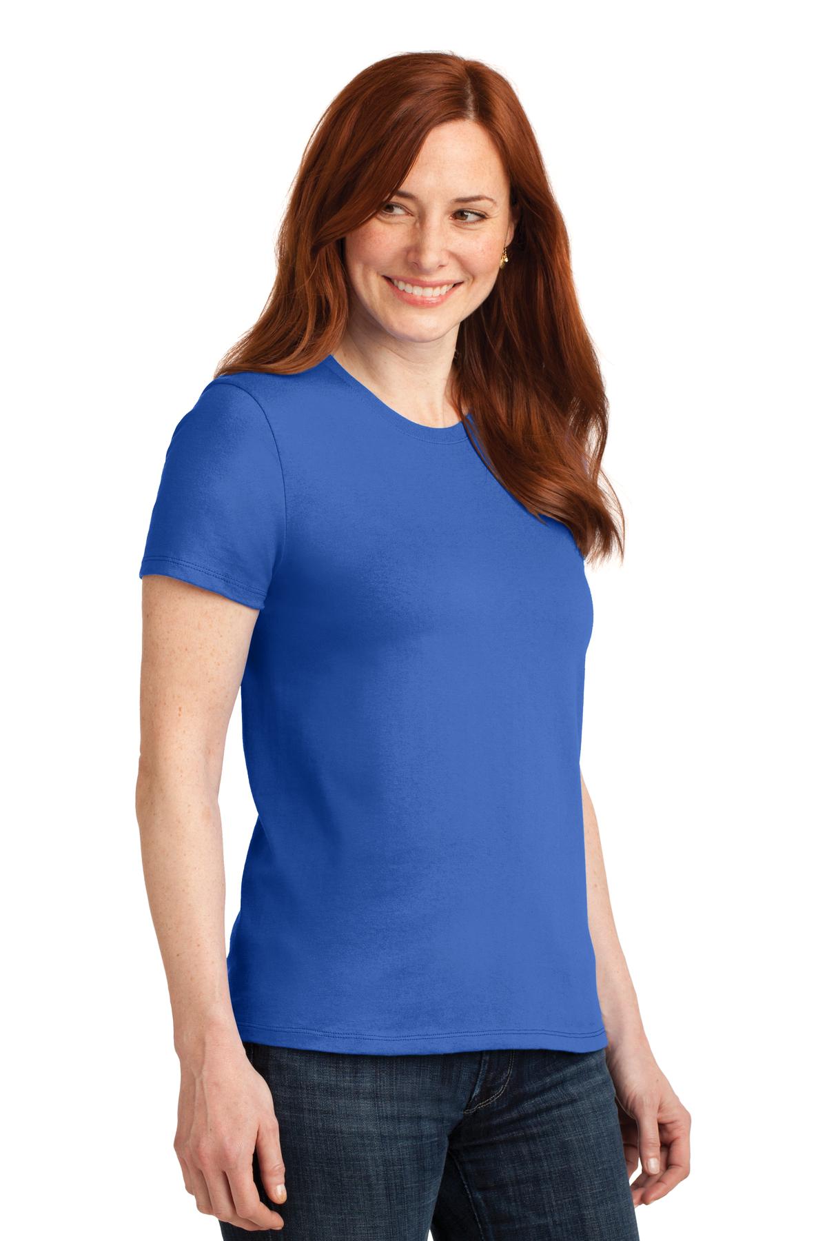 Front View of Royal Port & Co Women's Core Blend Tee. LPC55 plain