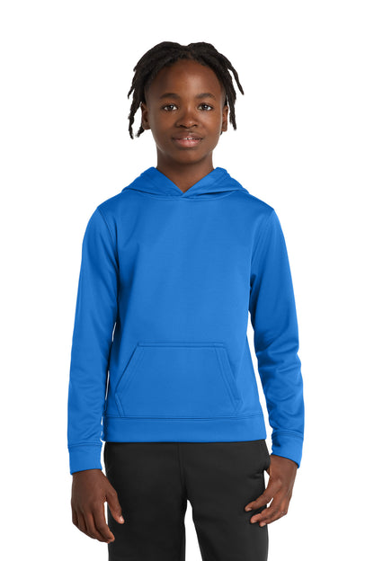 Front View of Royal Port & Co Youth Performance Fleece Pullover Hooded Sweatshirt. PC590YH plain