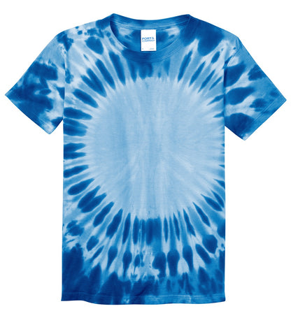 Front View of Royal Port & Co Youth Window Tie-Dye Tee. PC149Y plain