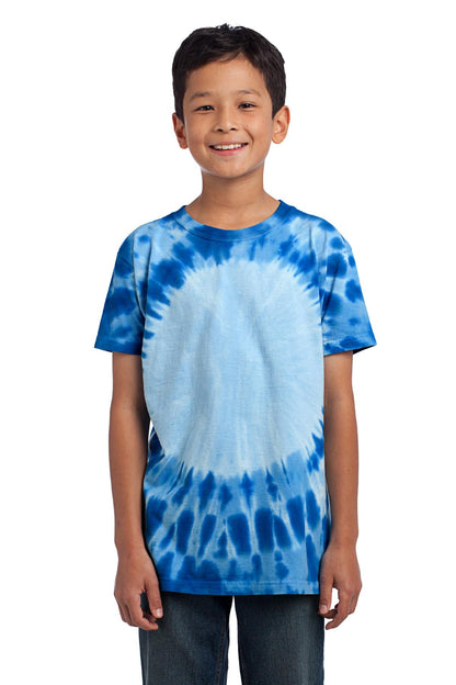 Front View of Royal Port & Co Youth Window Tie-Dye Tee. PC149Y plain