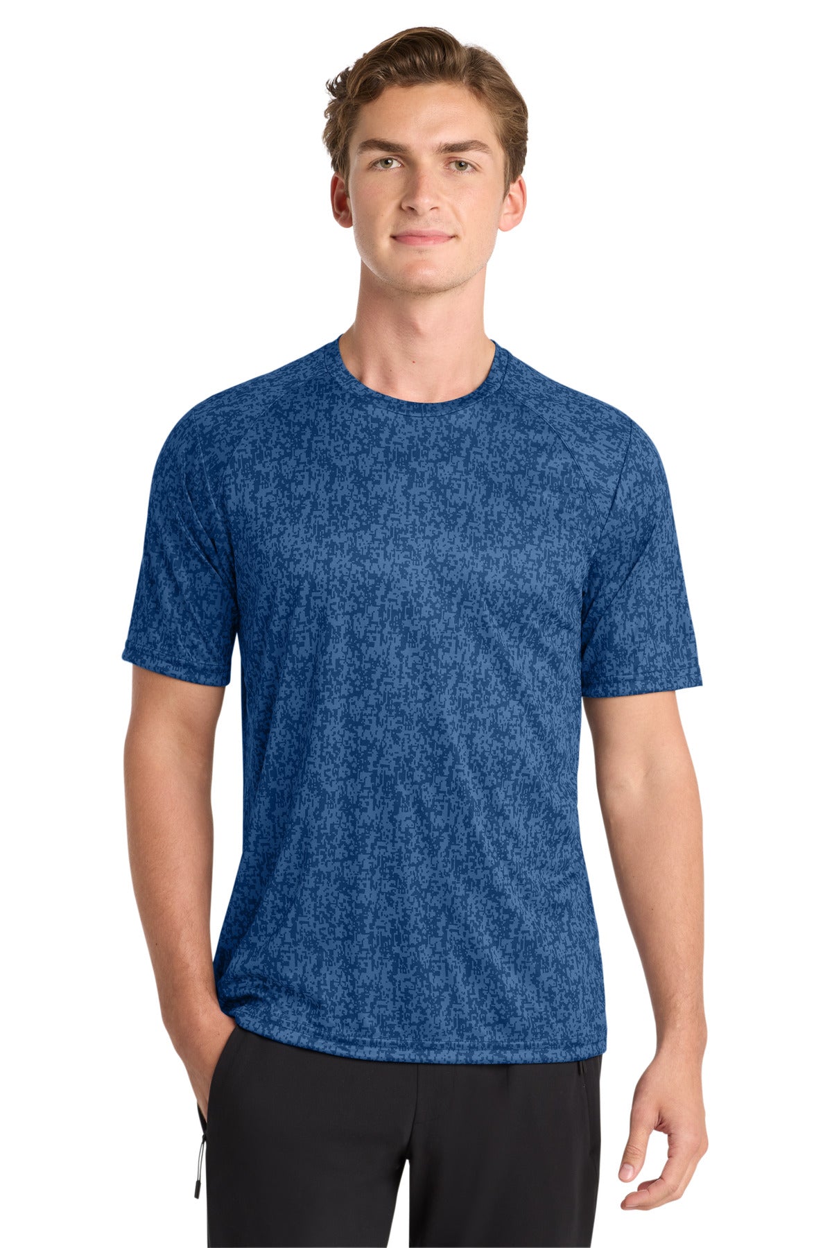 Front View of Royal Sport-Tek Digi Camo Tee. ST460 plain