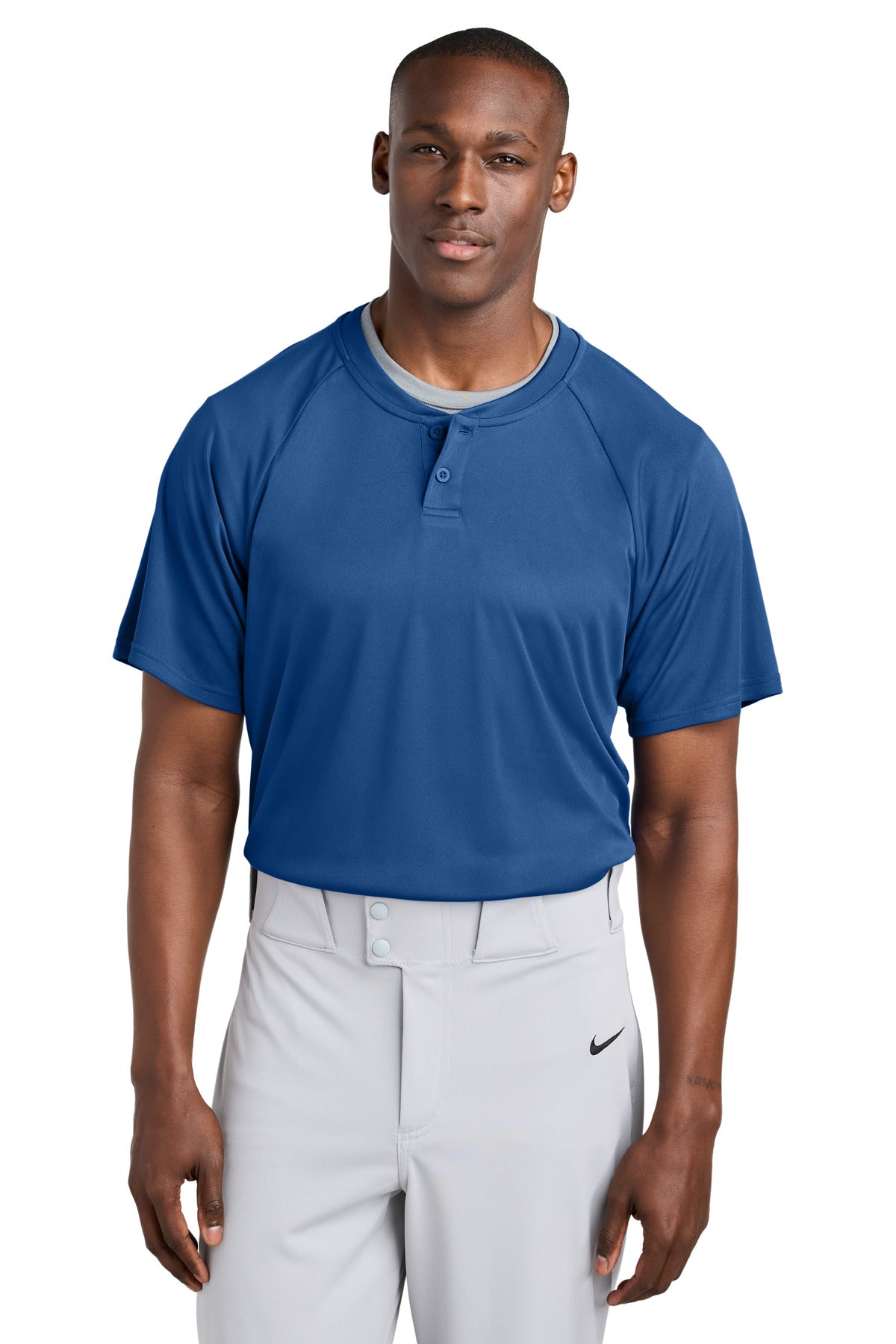 Front View of Royal Sport-Tek PosiCharge Competitor 2-Button Henley ST359 plain