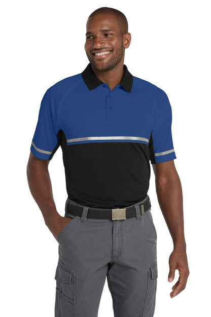 Front View of Royal/Black CornerStone Select Lightweight Snag-Proof Enhanced Visibility Polo CS423 plain