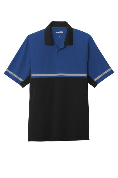 Front View of Royal/Black CornerStone Select Lightweight Snag-Proof Enhanced Visibility Polo CS423 plain