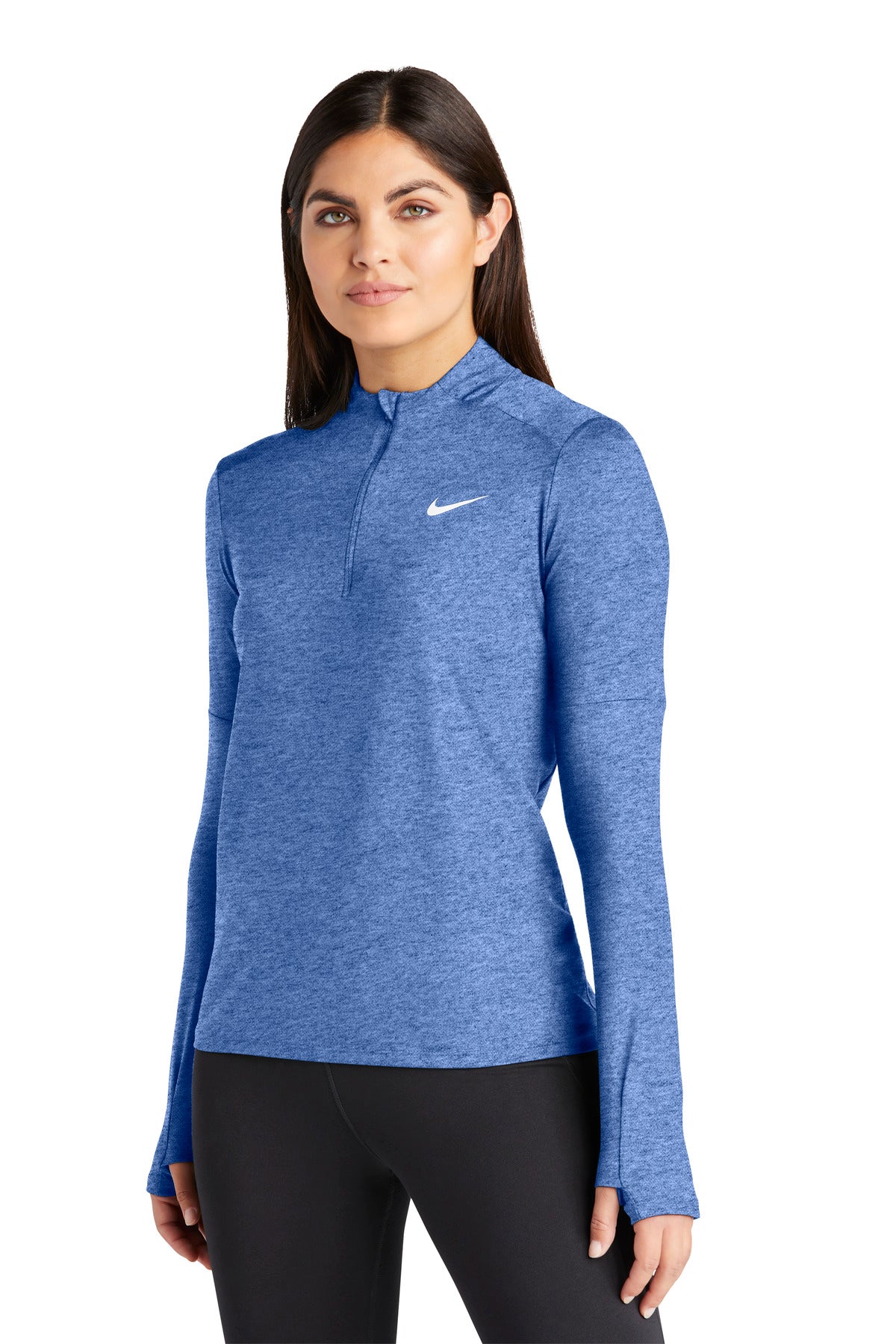 Front View of RoyalHt Nike Women's Dri-FIT Element 1/2-Zip Top NKDH4951 plain
