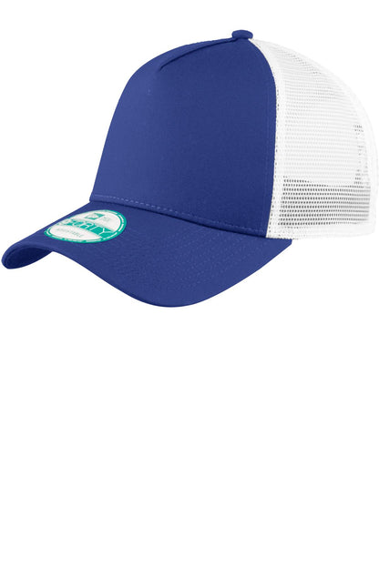 Front View of Royal/White New Era Snapback Trucker Cap. NE205 plain