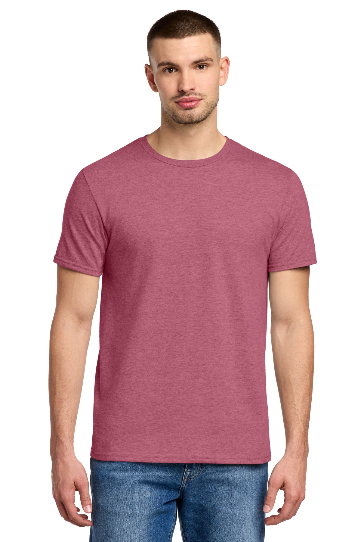 Front View of RspbryHthr Jerzees Premium Blend Ring Spun T-Shirt 560M plain