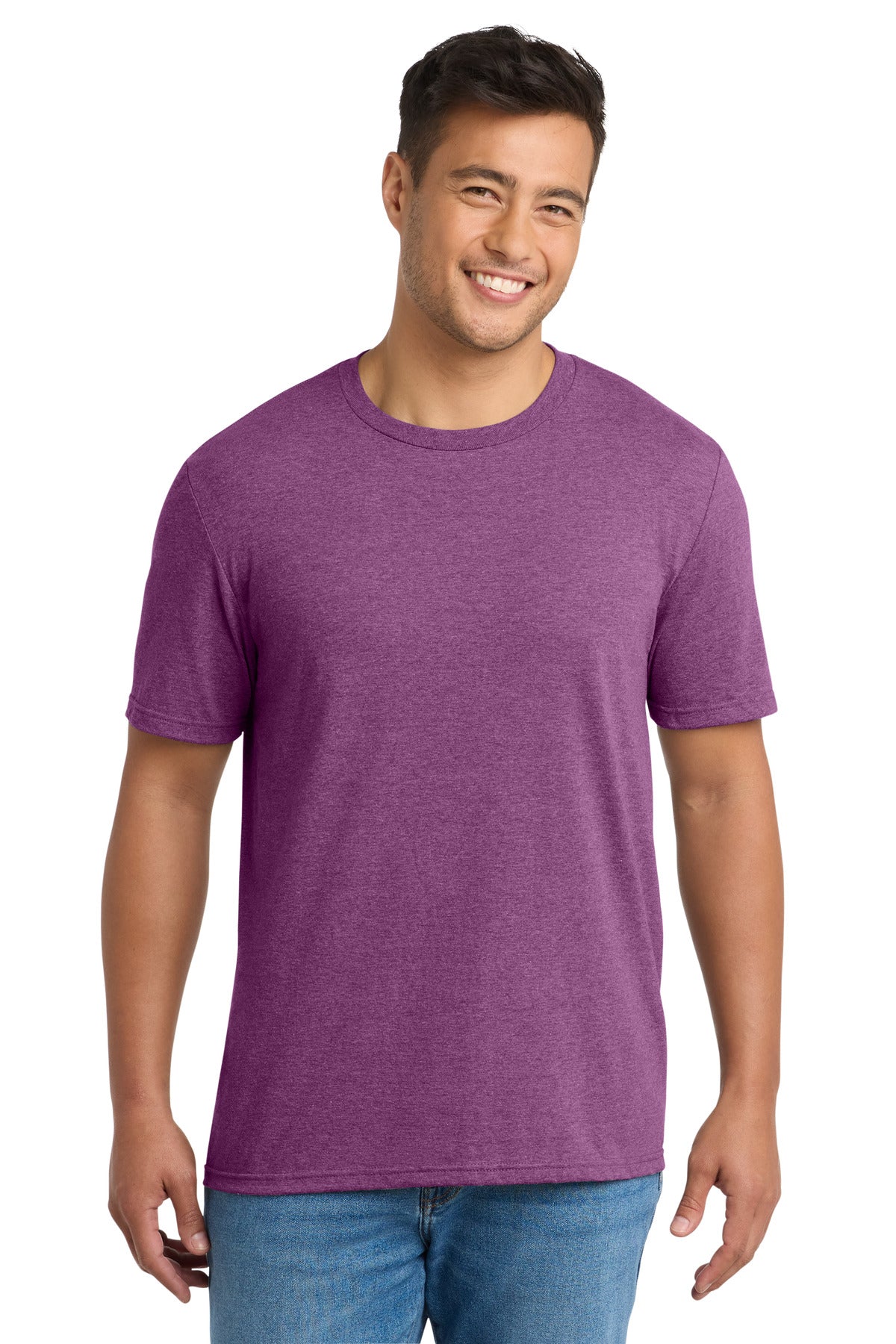 Front View of RspbryHthr Port & Co Tri-Blend Tee. PC330 plain