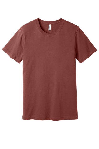Front View of Rust BELLA+CANVAS Unisex Jersey Short Sleeve Tee. BC3001 plain