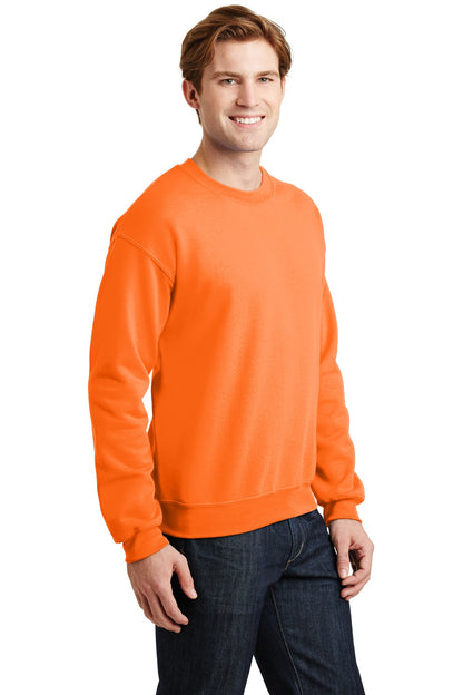 Front View of S Orange Gildan Heavy Blend Crewneck Sweatshirt. 18000 plain