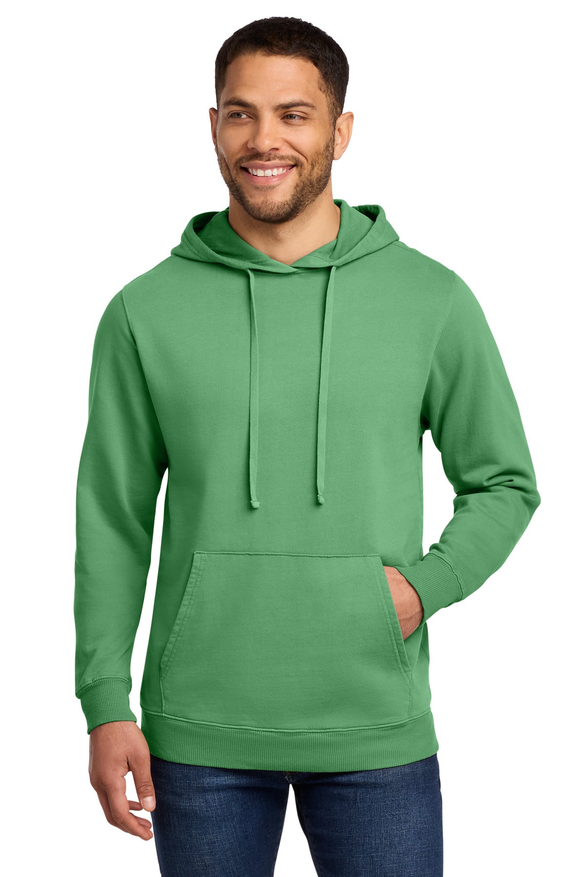 Front View of Safari Port & Co Beach Wash Garment-Dyed Pullover Hooded Sweatshirt. PC098H plain
